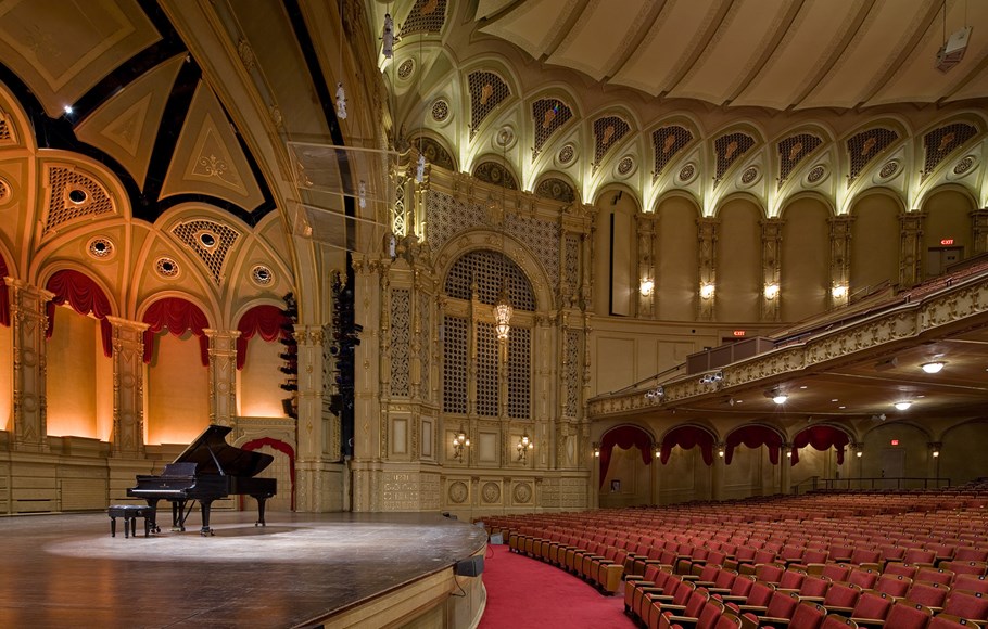 Piano on stage at the Orpheum